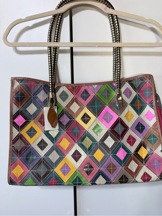 Handbags - Multicolor Diamond Patchwork Leather Tote Bag
